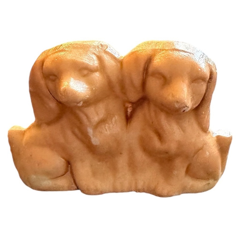Woof woof!‎ Vintage Ceramic Puppies Figurine Tan Glossy Dog Decor 1940s small